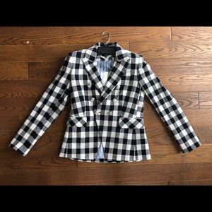 Veronica Beard black/white buffalo plaid blazer